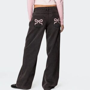 Edikted Bow Low Rise Baggy Jeans